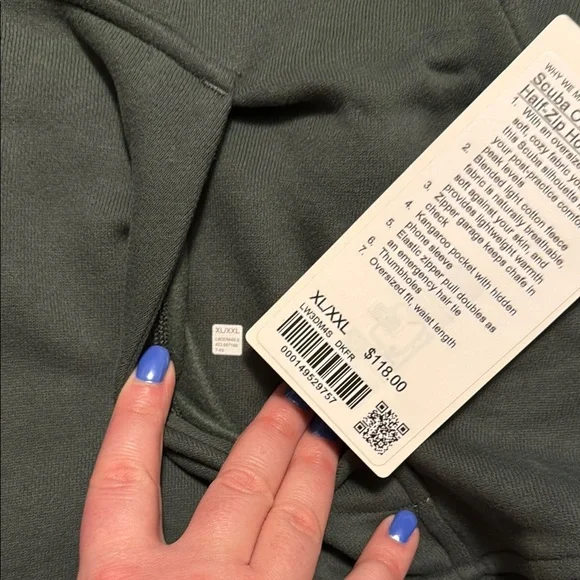 NWT - Lululemon Half Zip Scuba - dark forest green - Picture 4 of 4